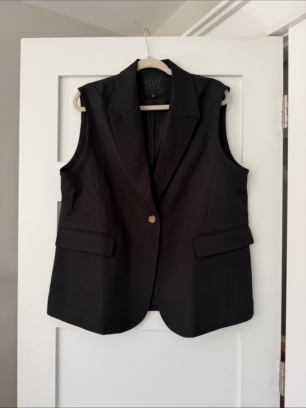 Mina Self Black Vest Women’s XL Black Pockets Dressy Casual